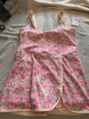 Target Pink Floral Mini Dress with Cream Trim
